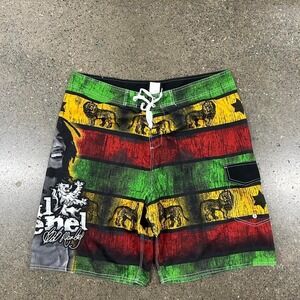 Vintage Bob Marley Board Shorts Y2K AOP (Size 40)